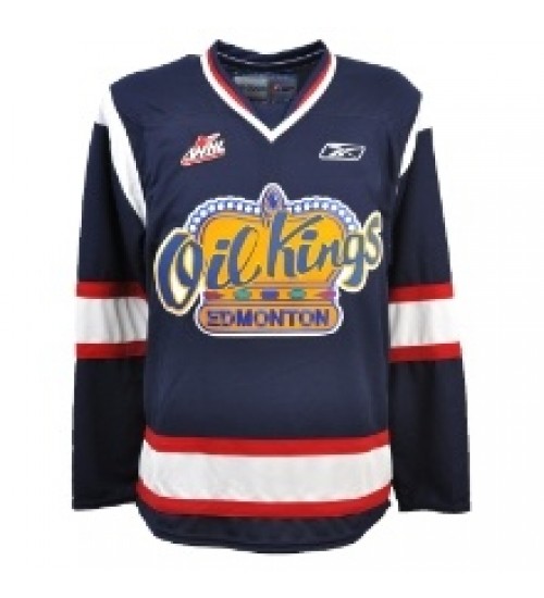 Custom WHL Edmonton Oil Kings 2010 13 Alternate Hockey Jersey Navy